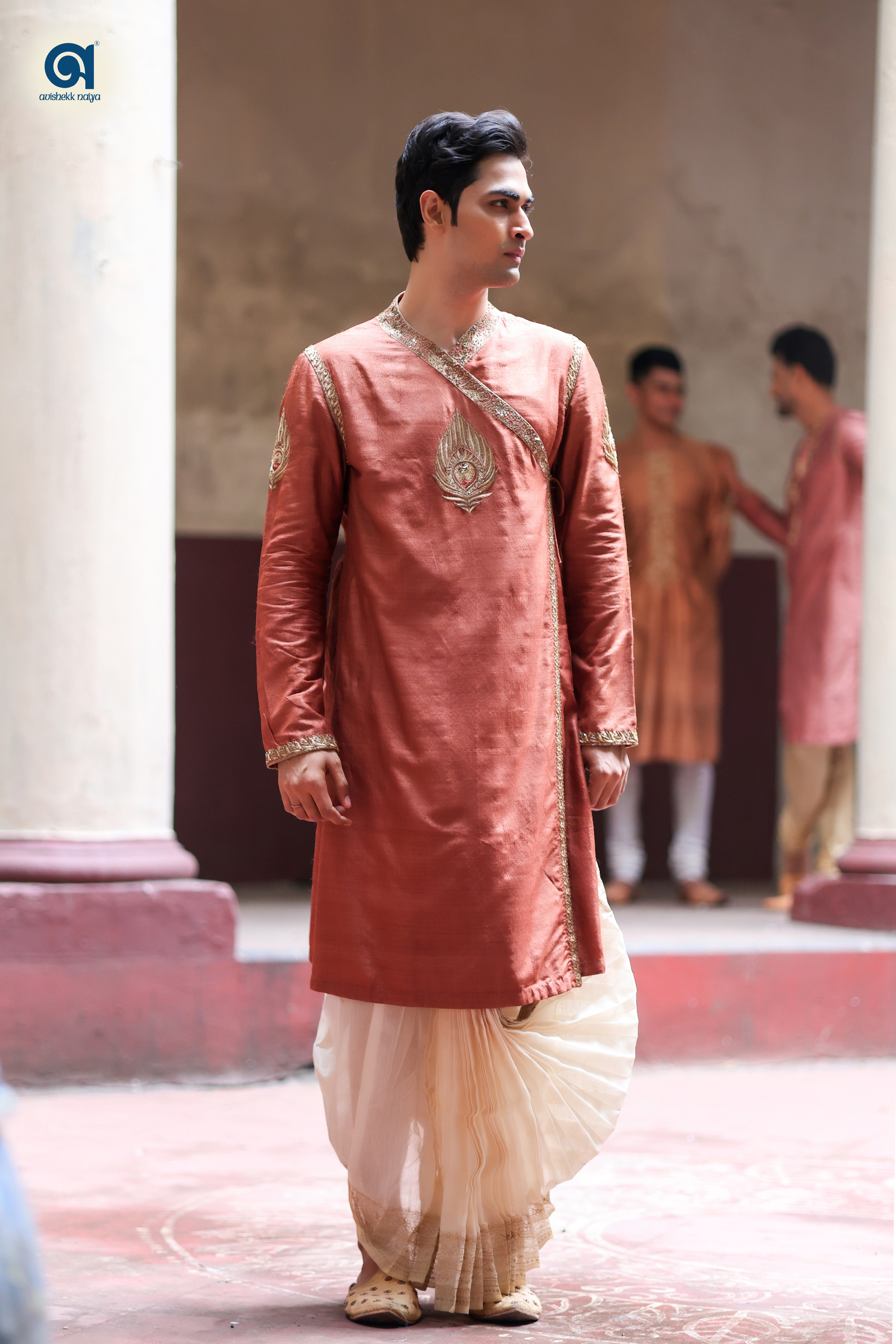 Tussar Silk Angarakha with Hand Embroidery