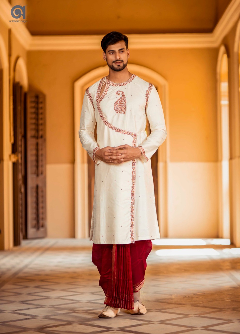 Pure Silk Angarakha With Hand Embroidery