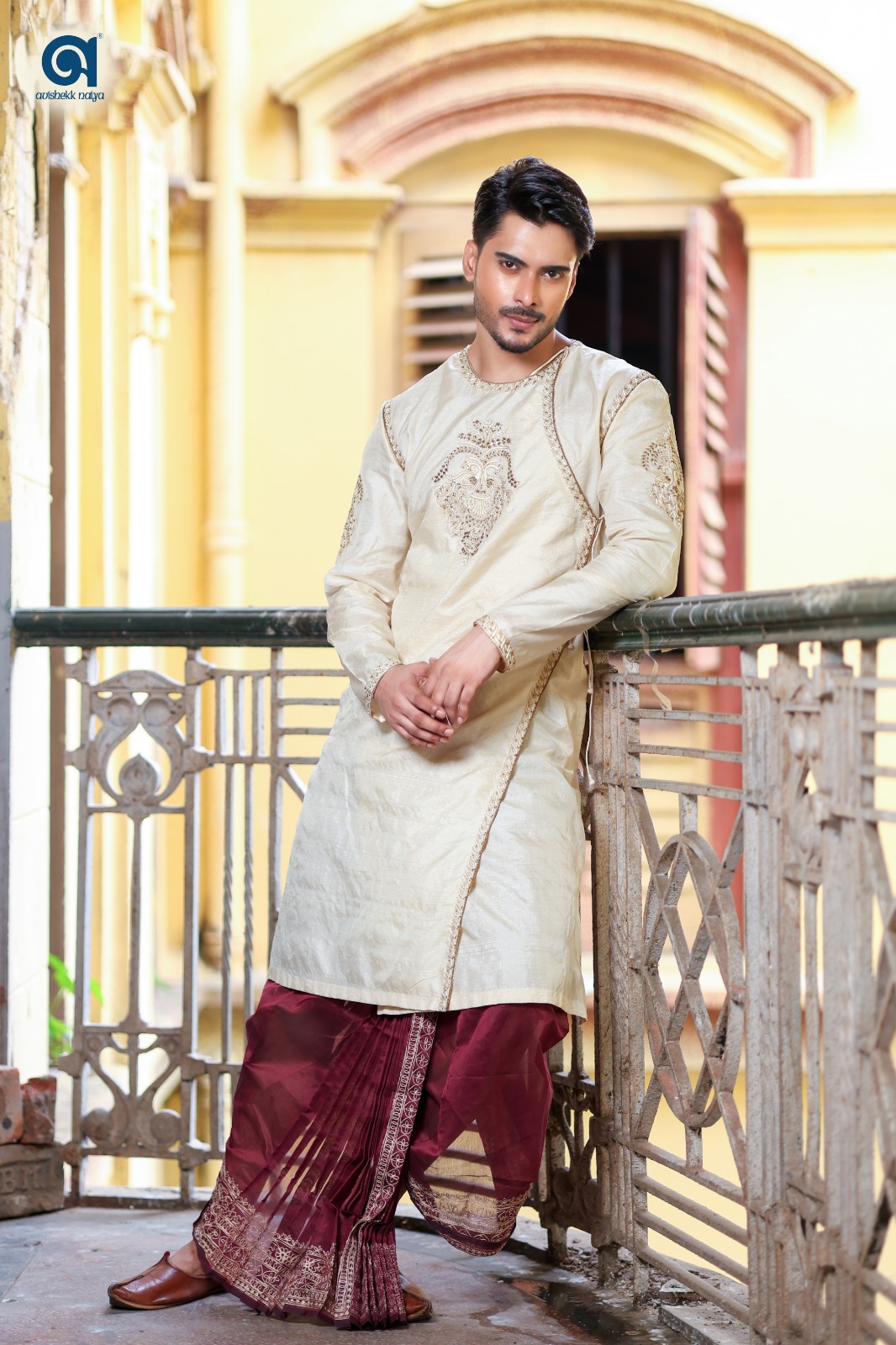 Tussar Silk Angarakha With Hand Embroidery