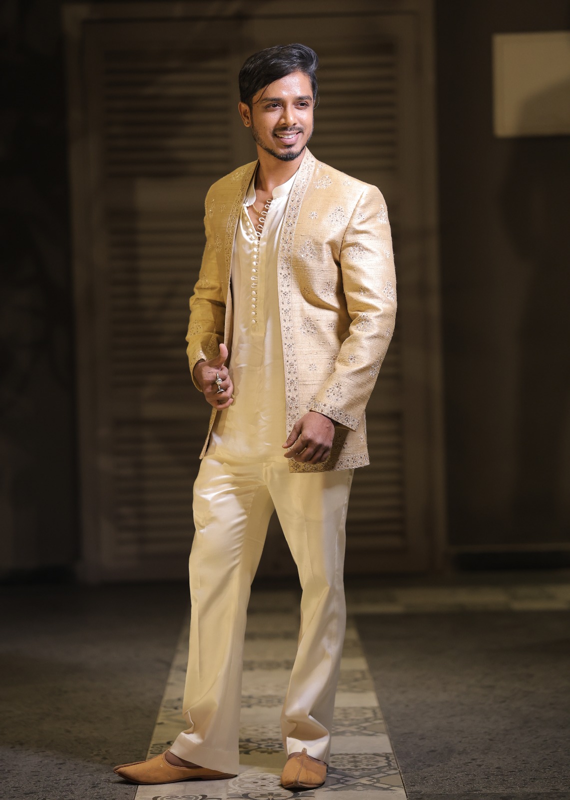Hand Embroidered Raw Silk Blazer