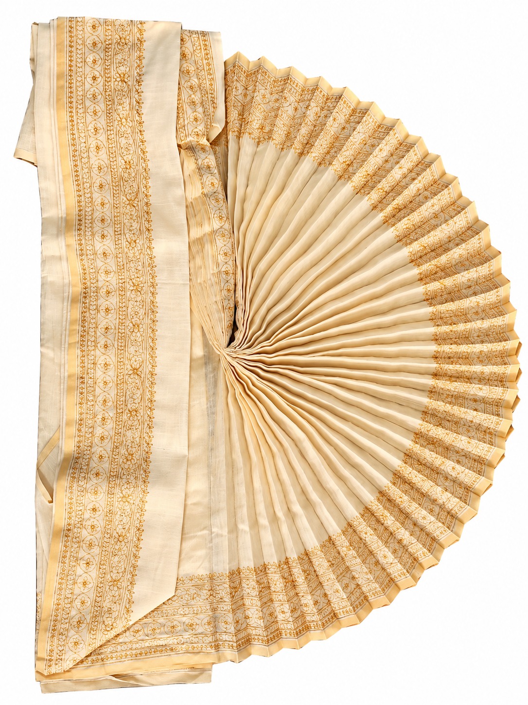 Handwoven Chanderi Silk Dhoti with Embroidered Boarder