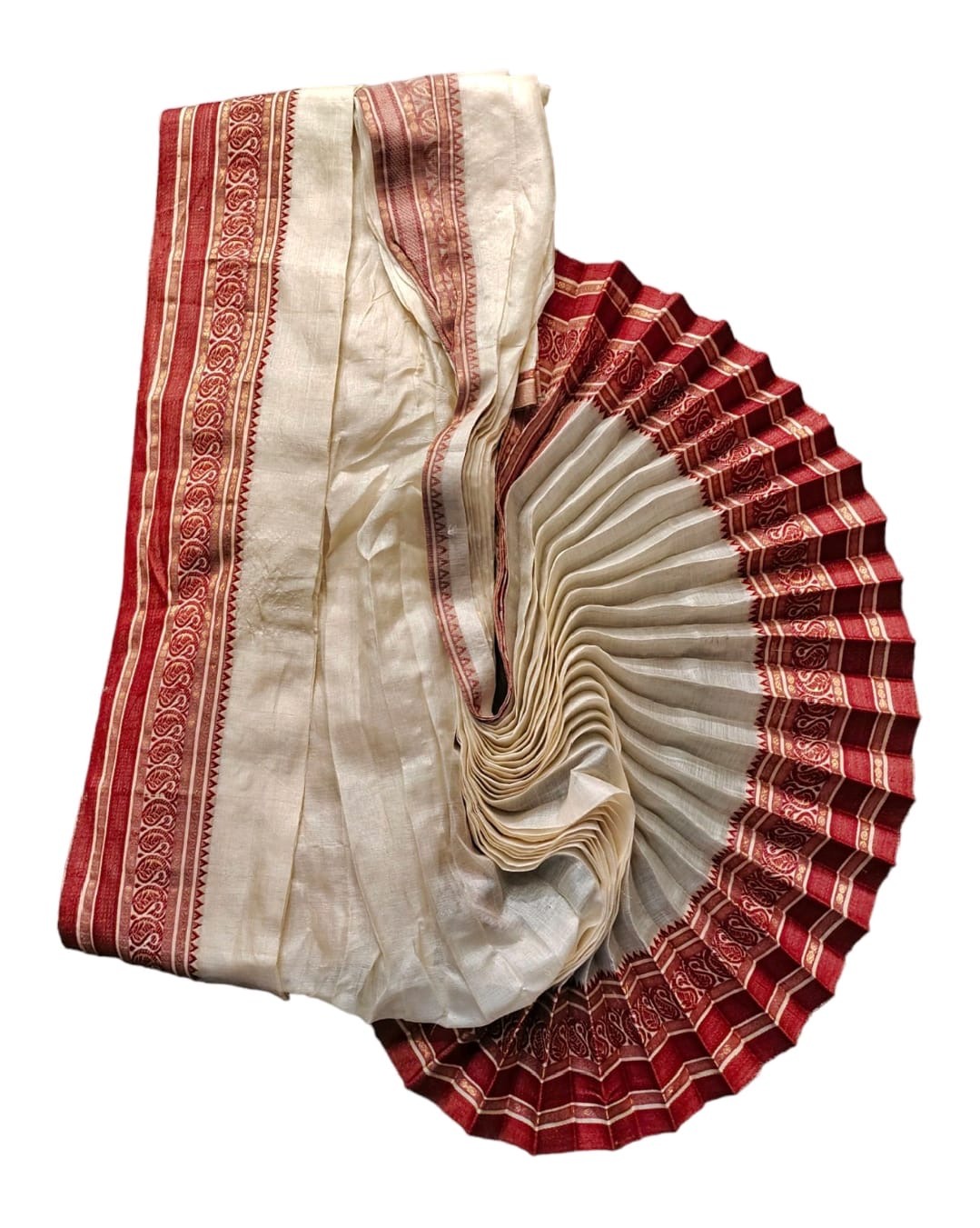 Handwoven Chanderi Silk Dhoti with Embroidered Boarder