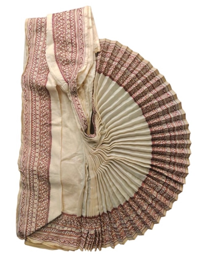 Handwoven Chanderi Silk Dhoti with Embroidered Boarder